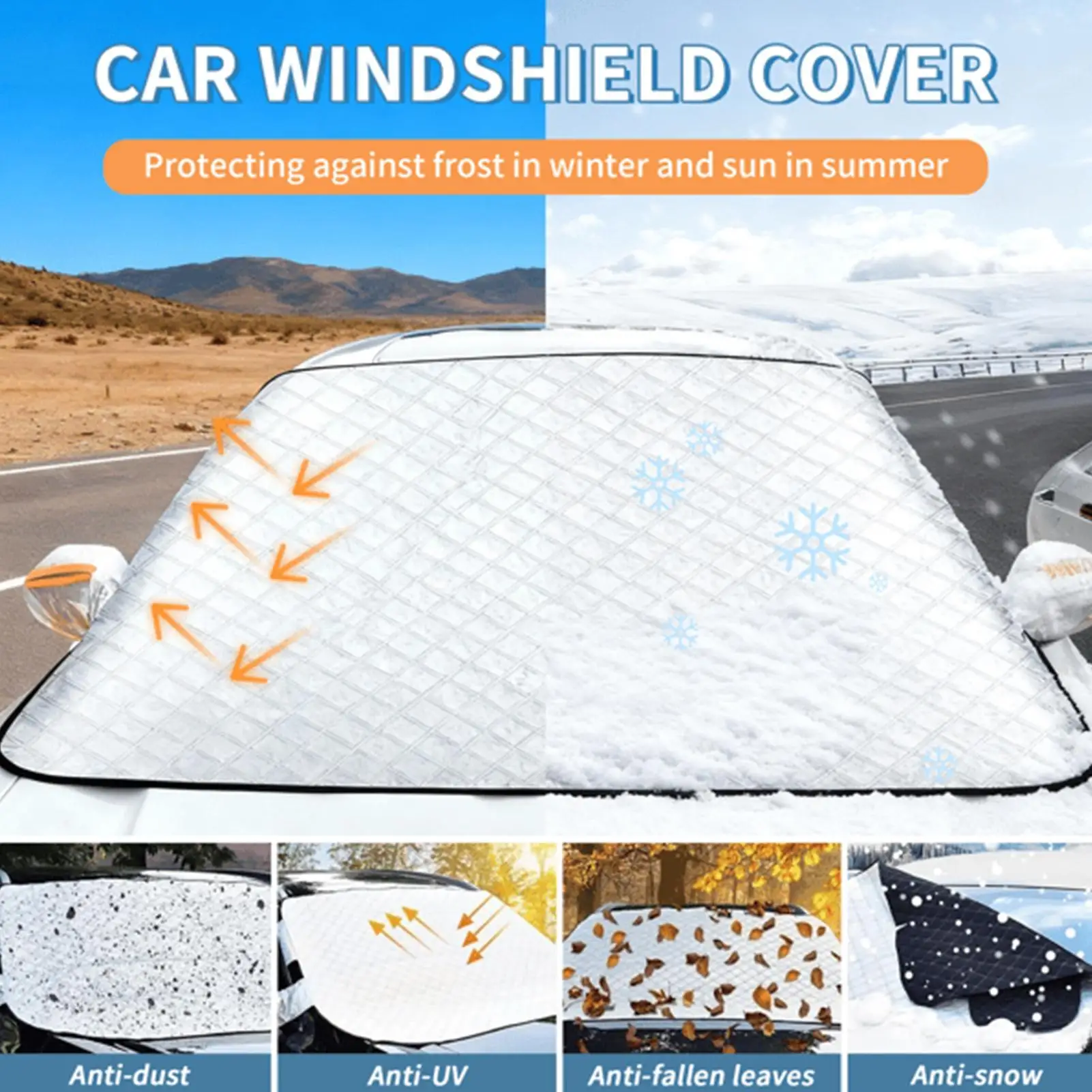 

Car Windshield Cover for Ice And Snow 3 Layers Magnetic Waterproof Auto Supplies Winter Windshield Covers for Escape Cold Ice