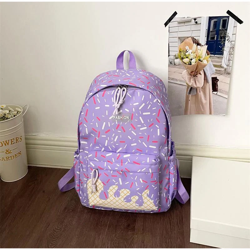 Schülerrucksack, Ice Cream Korean Teenage Girls Sweet Cute Schultasche, leichte, geräumige College-Tasche, Tagesrucksack mit großem Fassungsvermögen – Detail 17