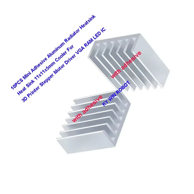 10pcs Computer Cooler Radiator Aluminum Heatsink Heat Sink for Electronic Chip Heat Dissipation Cooling Pads 11*11*5mm