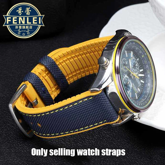 Ремешок для часов Citizen Blue Angel, мужской, с волнистым рисунком, модель 8020-03L/JY8078 из углеродного волокна, Nlon + резиновый ремешок для часов, 22 мм 23 мм