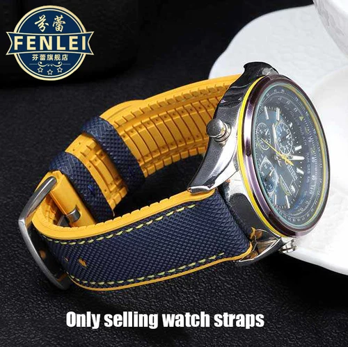 Imagen 2 del producto Correa de reloj para hombre, accesorio para Citizen Blue Angel, Wave, AT8020-54L/8020-03L/JY8078, Nlon con estampado de fibra de carbono + banda de goma, 22mm, 23mm