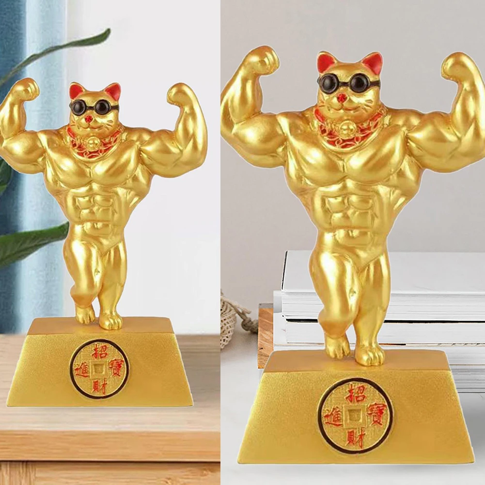 Lucky Cat Figurine Hand Muscle Home Store Opening Decor Home Living Room Decoration To Fortune Wealth Lucky Creative Accessory