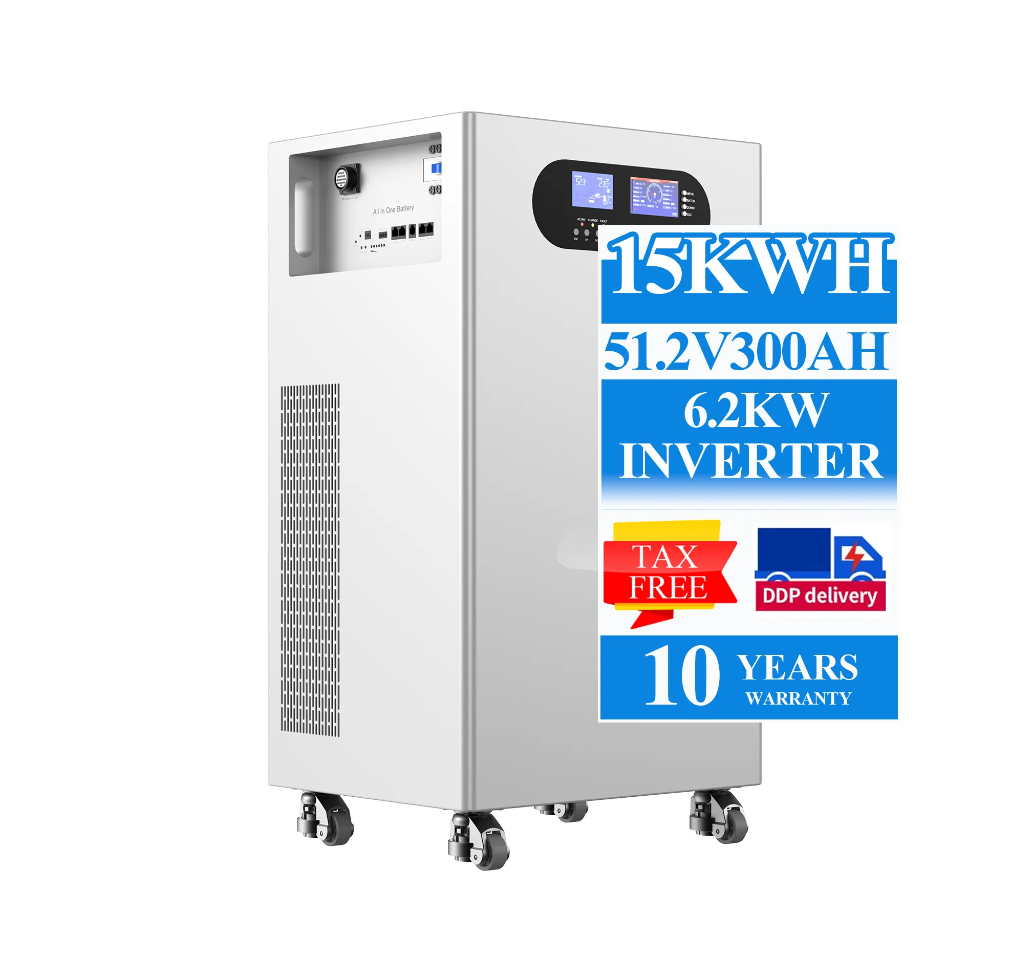 

Avepower 15kwh Home Energy System 51.2V 280Ah All-in-One LiFePO4 Battery Pack 6.2Kw Solar Inverter Hybrid Grid Connection CAN