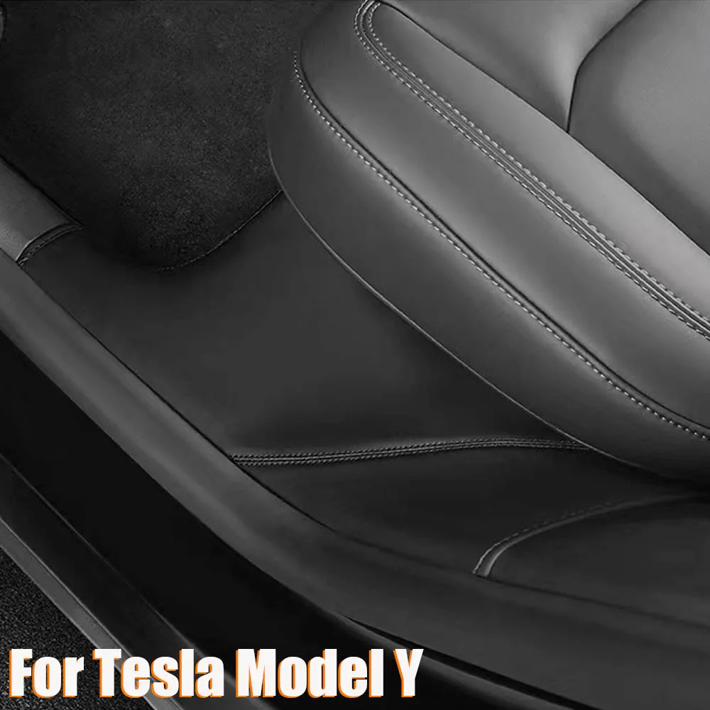 

High quality For Tesla Model Y Rear Door Sill Leather Protective Anti Kick Pad Hidden protection