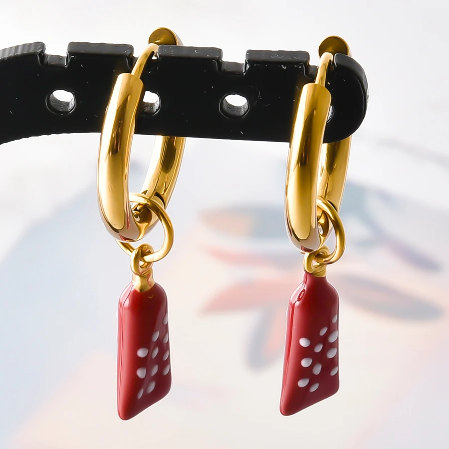 316 Edelstahl Stereoskopische Kawaii Enten-Erdbeer-Kirsch-Paprika Hängeohrringe für Damen und Herren Schmuck Piercing Geschenk – Detail 19