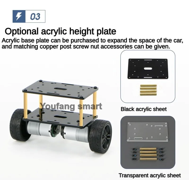 2WD selbstausgleichender Roboter, Auto-Encoder-Motor, 2-lagiges Auto, PID-Einstellung, LQR, Trolley-Roboter, DIY-Kit, programmierbarer Balance-Roboter – Detail 7