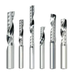 Carbide Single Flute Up Cut Milling Cutter 3.175/4/6mm 1 Flute Spiral End Mill CNC Router Bit For PVC Aclicy Woodworking Cutting