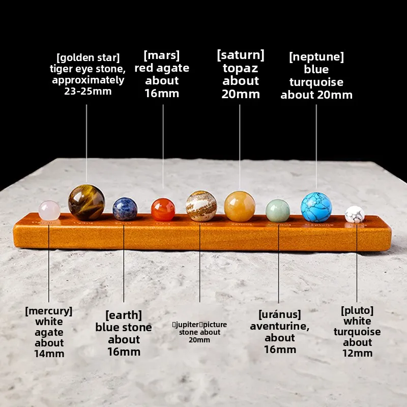 Natural crystal planet ornaments solar system nine major planets gift boxes collectible desktop ornaments crafts children's gift