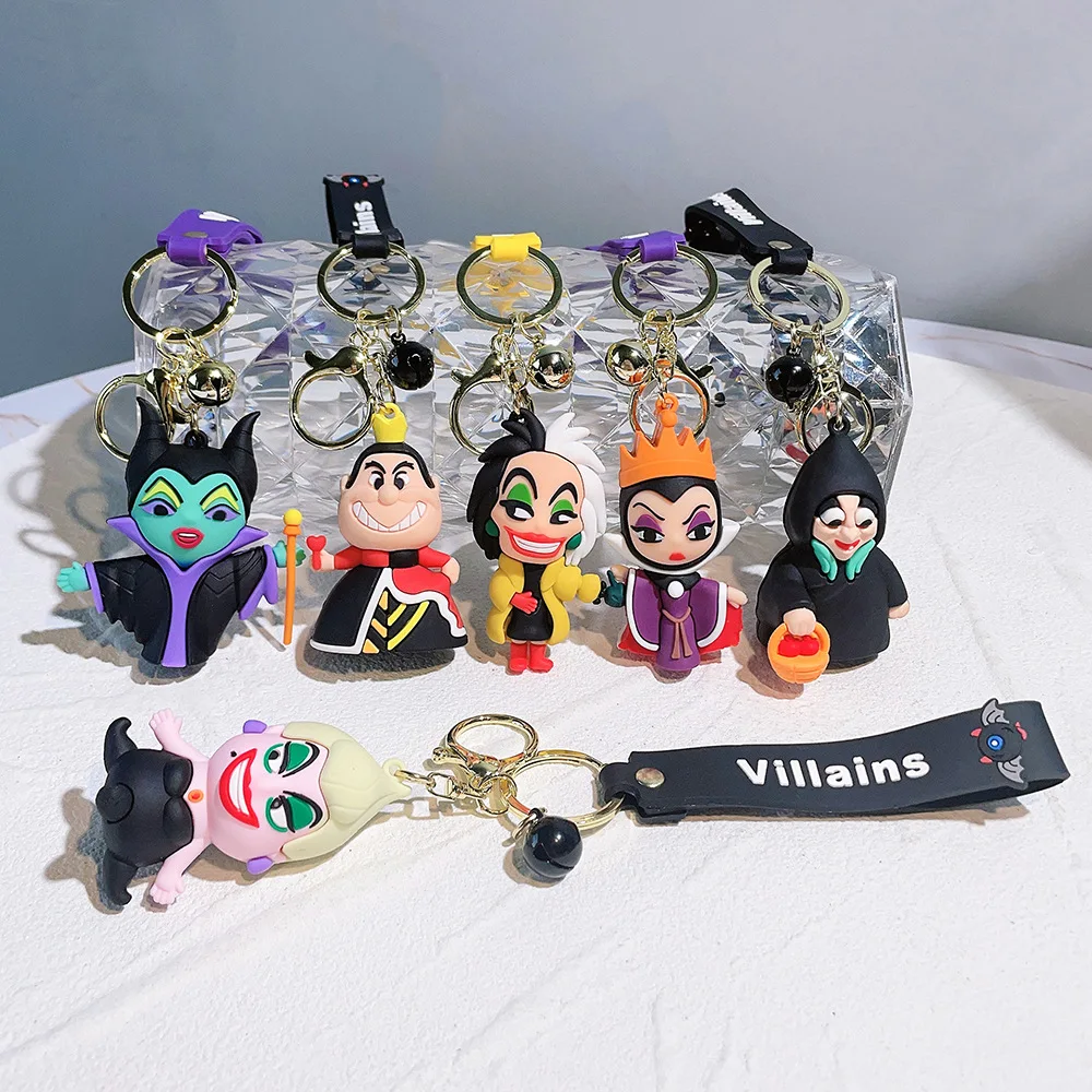 Disney Witches Series Keychain The Evil Queen Collectible Toy Pendant Keyring Jewelry Car Backpack Ornament Accessories Gifts