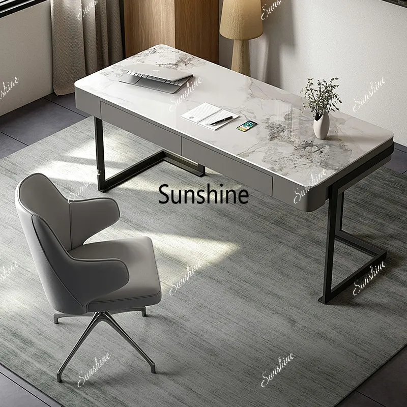 Light luxury study computer desk Modern rock slab desk