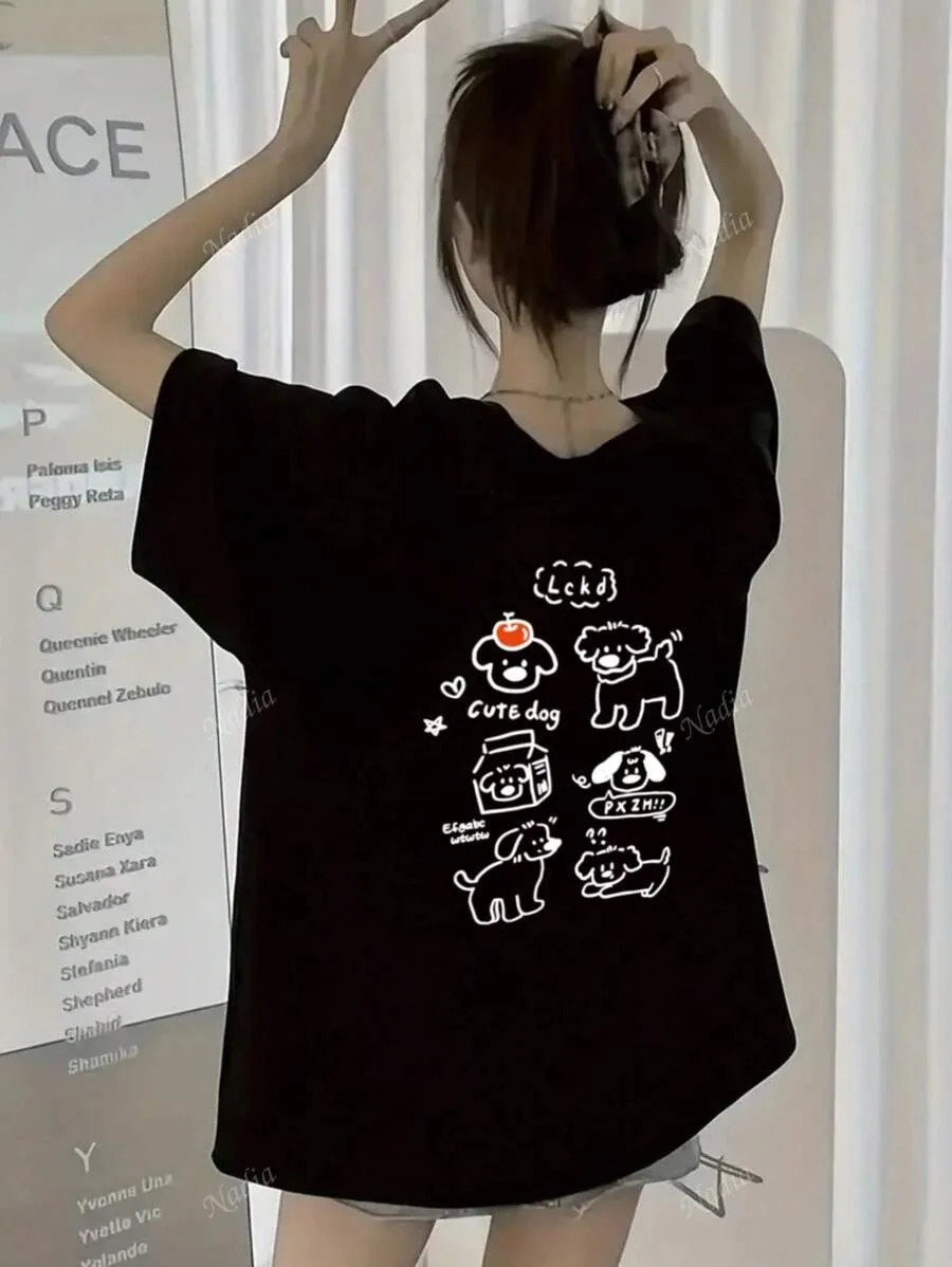 

Plus - Size Casual Cute - themed Tee, Short - Sleeve with Unique Print