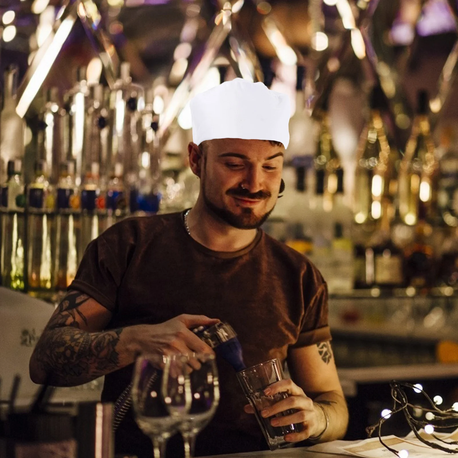 

Chef Hat Hats for Men Has Cotton Headband Culinary Cap Beanie Catering Cook