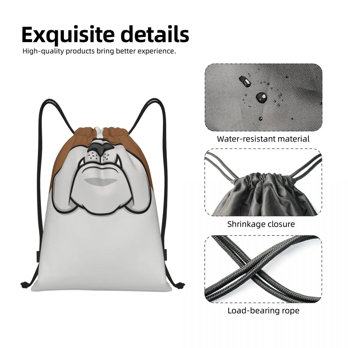 Custom British English Bulldog Dog Drawstring Bag Women Men Gym Sports Sackpack French Bulldog Shopping Storage Backpacks