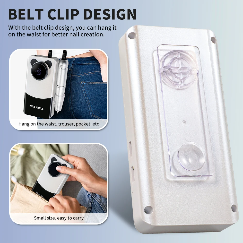 Perceuse à ongles électrique Portable, Rechargeable, 45000 tr/min, Machine de polissage des ongles avec écran LCD, outils de manucure et de retrait