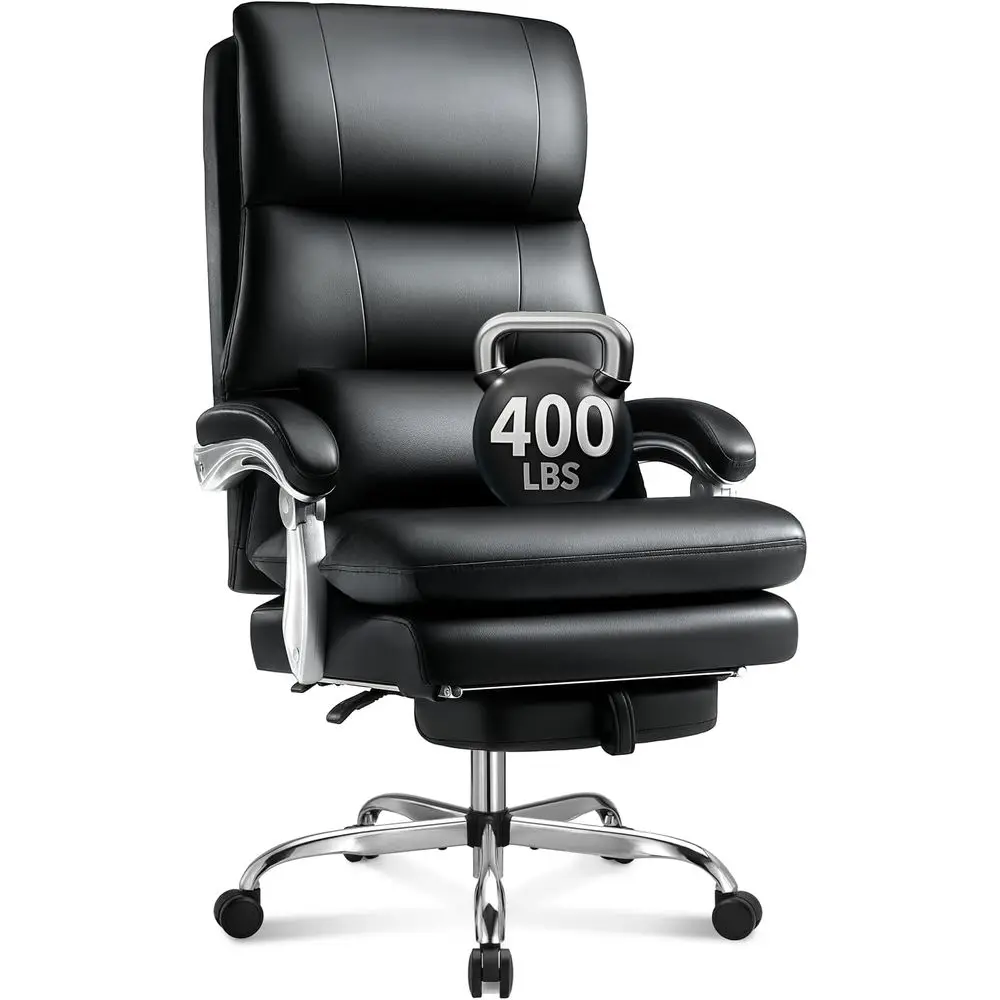 

Luxurious Plush Double-Layered High-Back Reclining Office Chair for Big & Tall, Supports Up to 400lbs