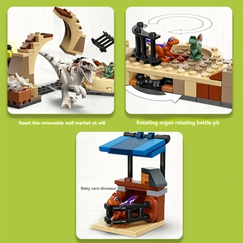 Compatible Sets Jurassiced Series Atrocyraptor Dinosaur: Bike Chase Building Blocks Model Fit MOC 76945 Set Toys For Kids Gifts