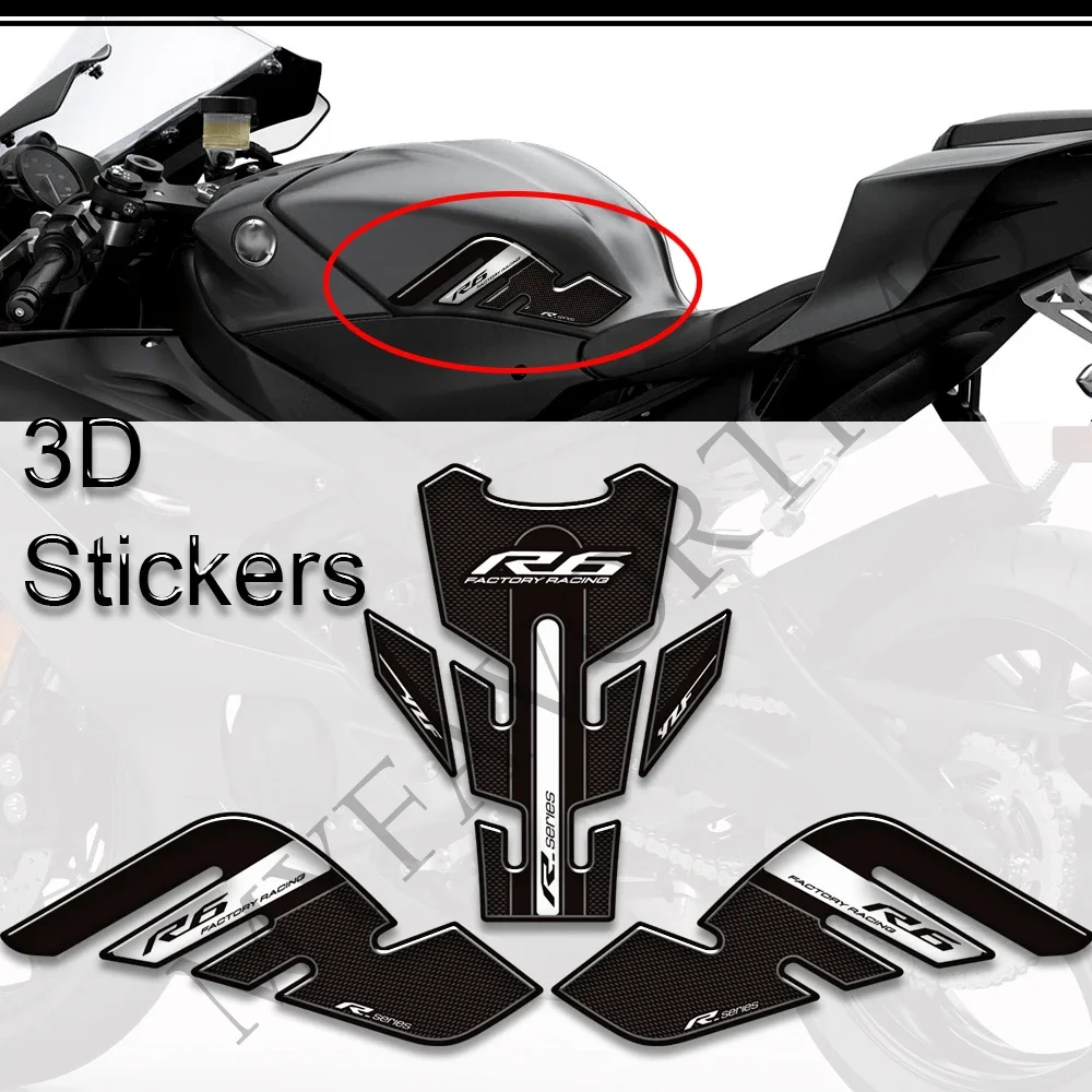 Stickers Decals Protector Tank Pad Side Grips Gas Fuel Oil Kit Knee For YAMAHA YZF-R6 YZF R6 YZFR6 2017 2018 2019 2020 2021 2022