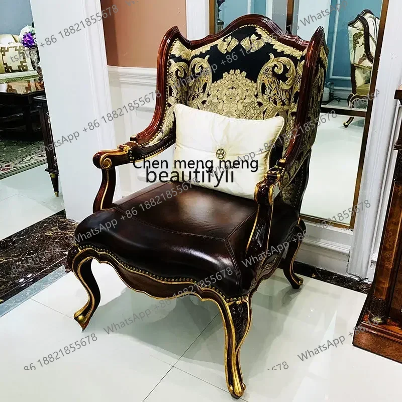 ss 8617  Leisure Chair European Style Study Chair Peach Blossom Heart Solid Wood Decorative Chair Villa Mansion Single Sofa