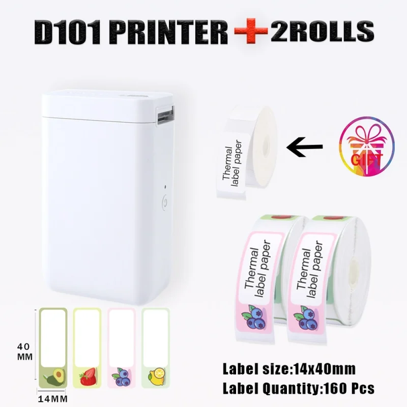 Lightweight & Tiny Niimbot D101 Thermal Label Printer Suitable for More Styles of Label Paper Supports Variety of Sizes & Colors