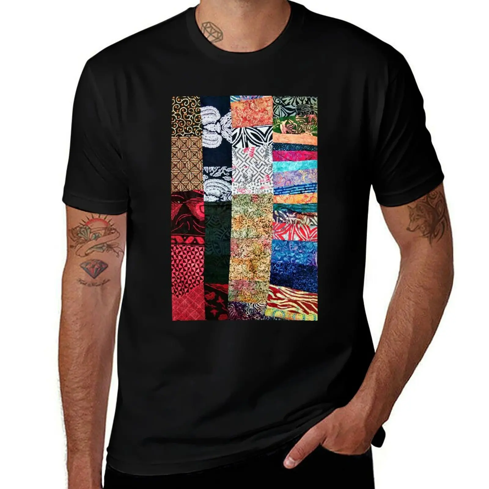 

Indonesian Batik Patchwork Mixed Tone T-Shirt T-shirts oversize Blouse shirts graphic mens t shirt