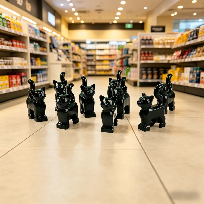 MOC 10PCS Baby Animals Cat Anime Mini Kawaii Plastic Dolls Black Rat 3D Farm Scene Bricks Assemble Toys Children Birthday Gift