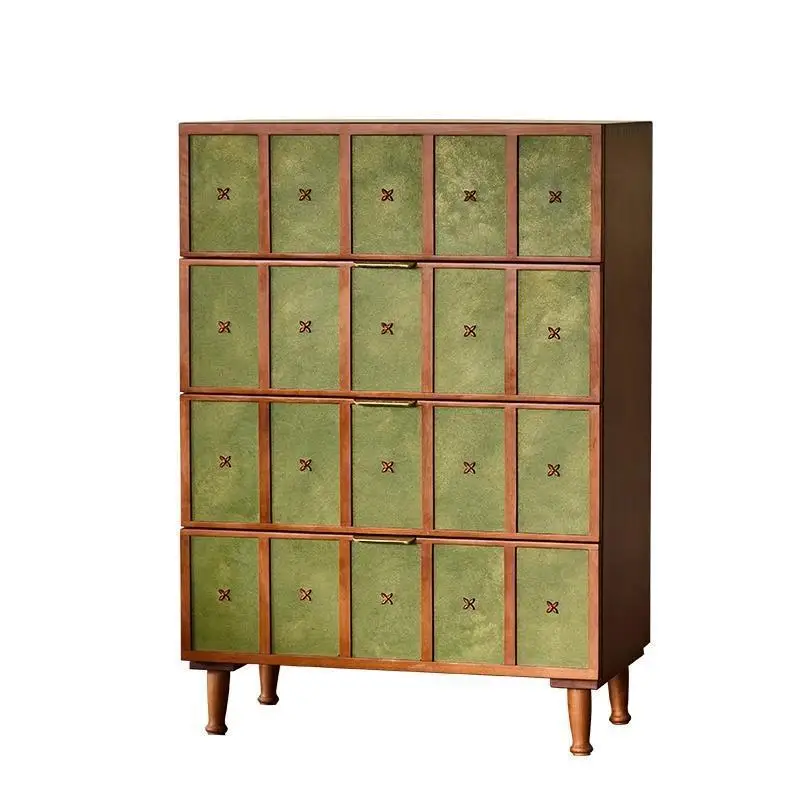 

Cherry wood retro gilt four-chest cabinet, solid wood storage medieval dining side cabinet, porch storage