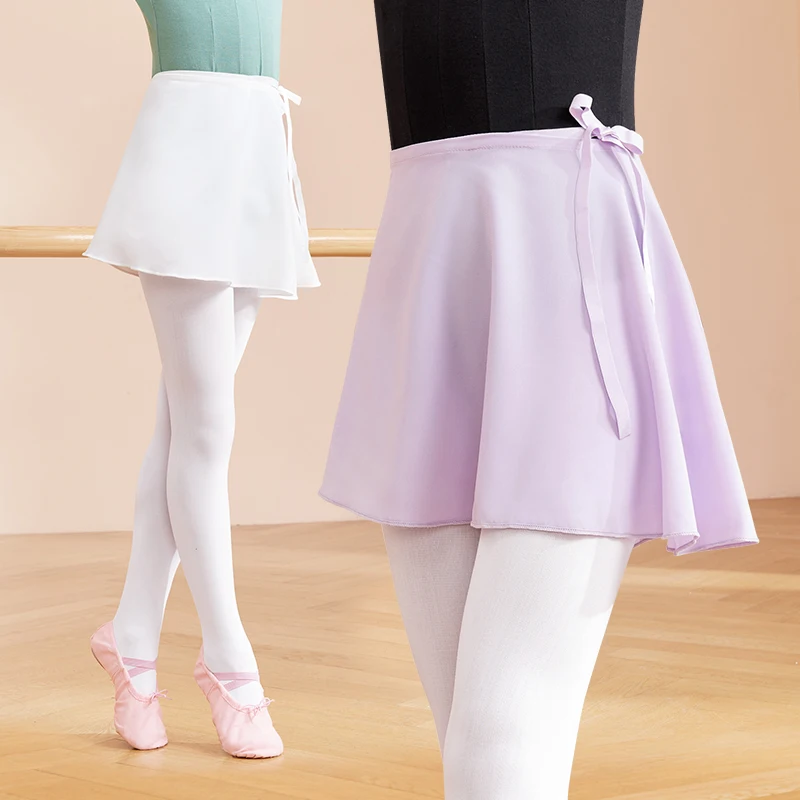 Faldas de Ballet para niñas, falda envolvente de baile con lazo elástico para niños, falda de gasa para niñas, vestido de tutú de Ballet