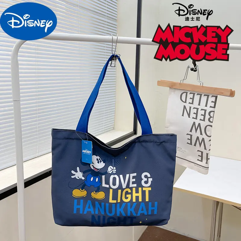 

MINISO Disney European and American Cartoon Cute Mickey Canvas Bag 2023 New Printed Letter Small Tote Bag Student Shoulder Bag