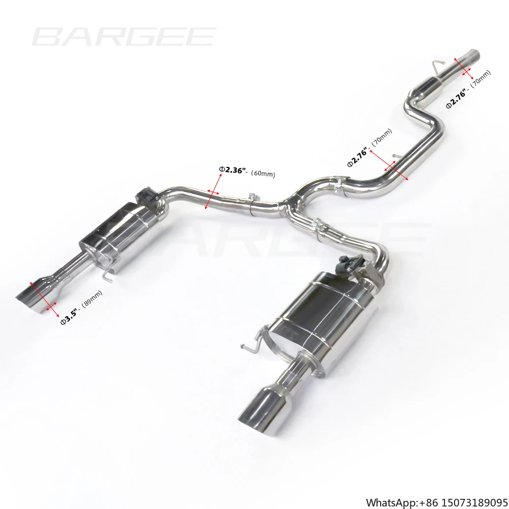 Bargee Performance Exhaust Muffler Pipes EXHAUST CATBACK for I R36 CC  3.6L 2009~2013 Catback Exhaust System