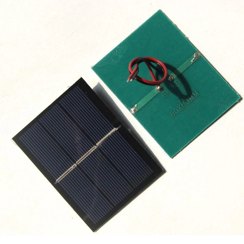 BUHESHUI 0.65W 1.5V Mini Solar Cell Polycrystalline Solar Panel DIY Panel Solar Toy Panel Education 80*60MM+Cable F