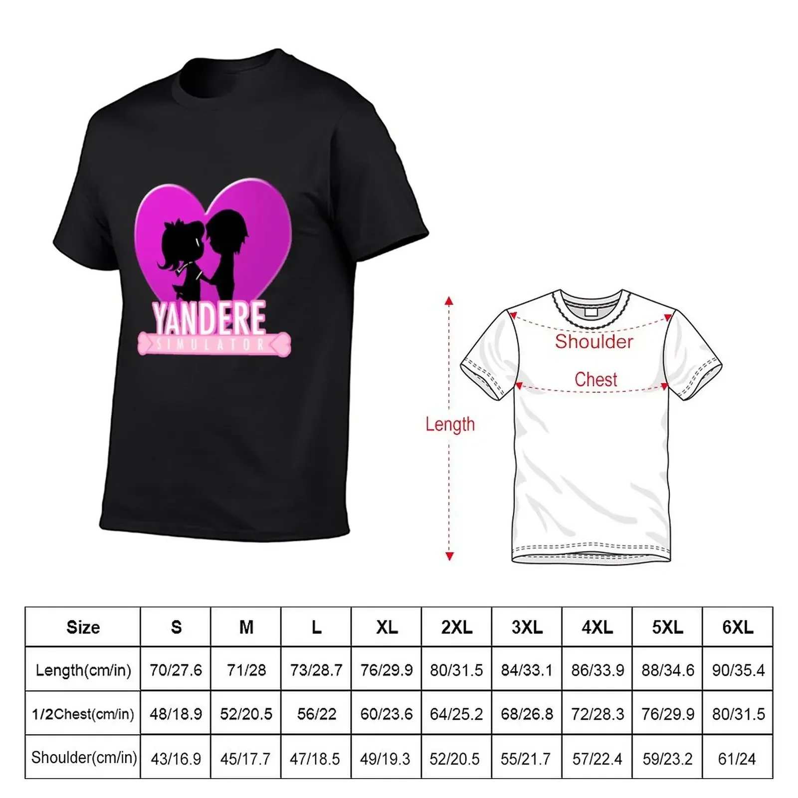 Yandere Simulator - Yandere Love Print T-Shirt summer top Blouse tops t shirts for men graphic