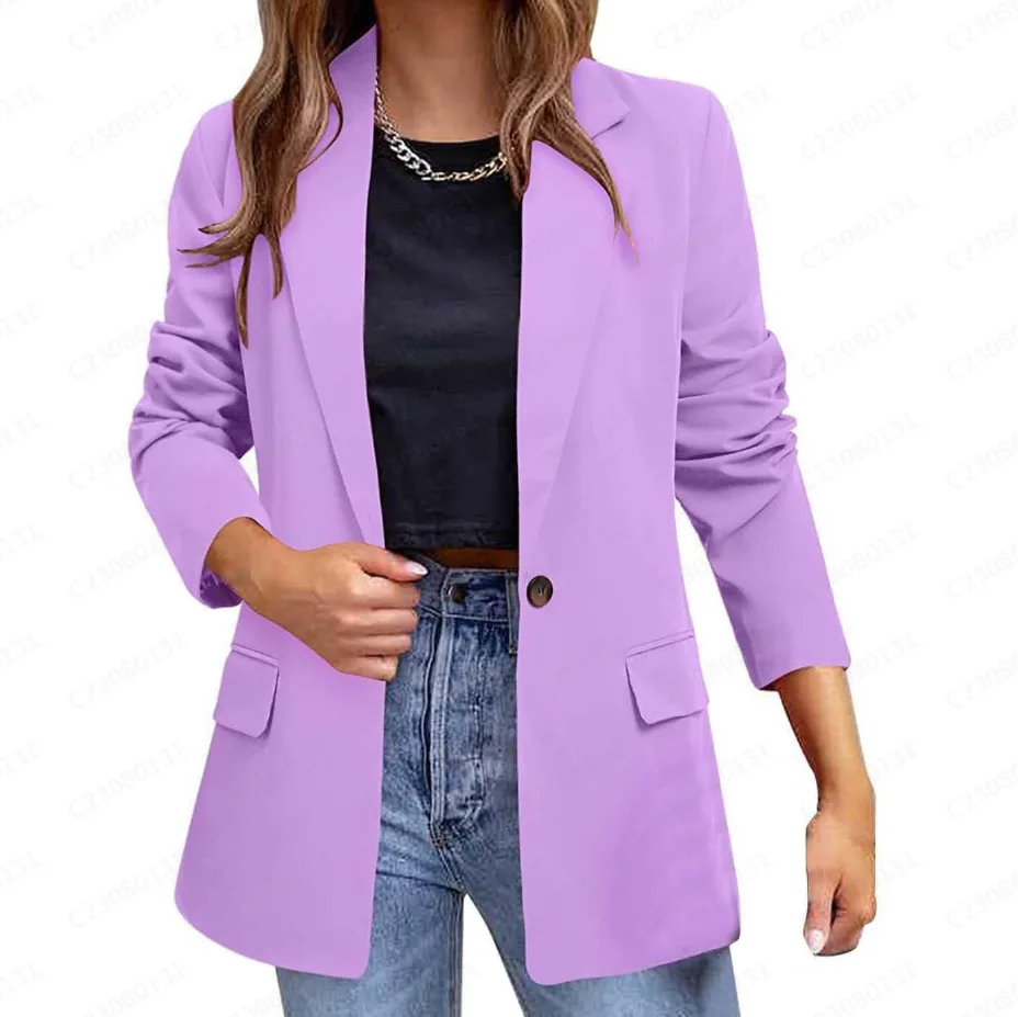 Women Fashion Suits Jacket Blazers Slim Fit Elegant Casual Suit Office Lady Blazer Coat Solid Long Sleeve Outerwear Stylish Tops