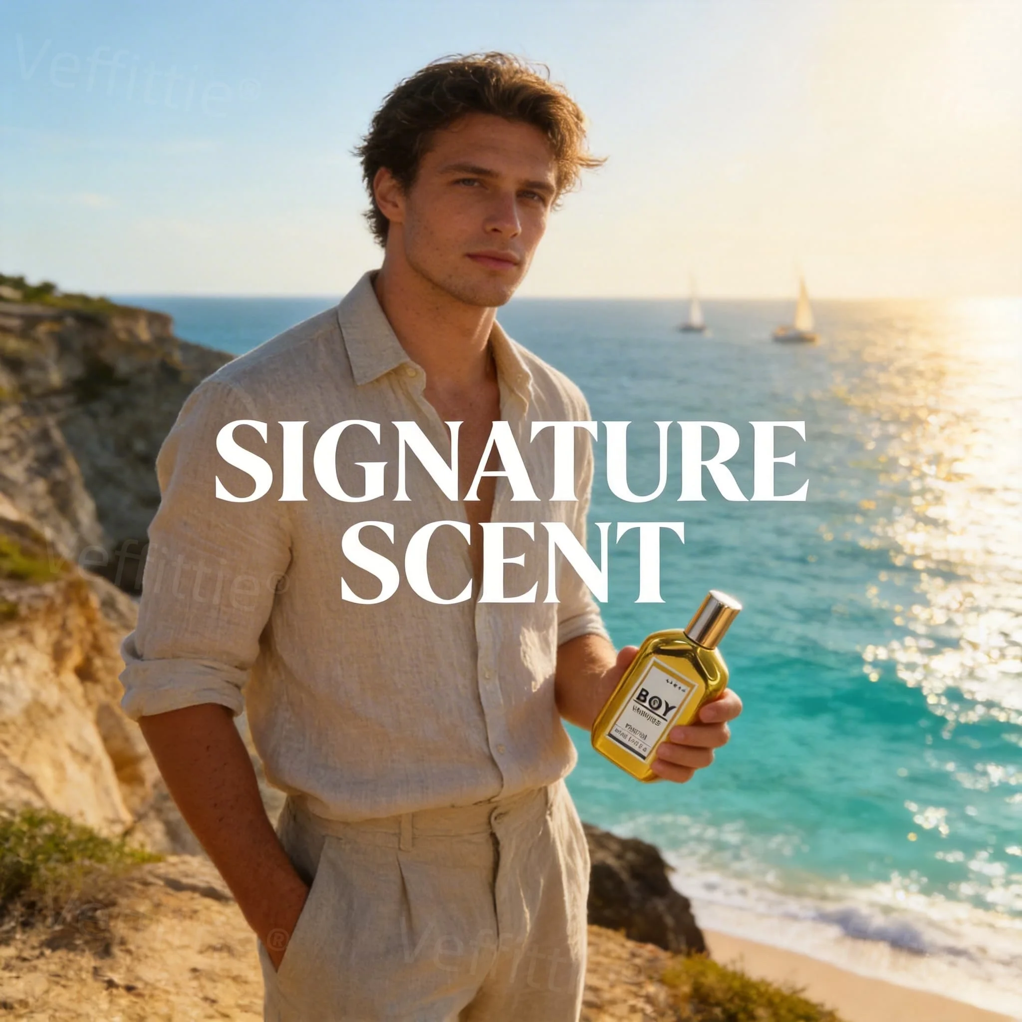 

Luxury Woody Gourmand Allure Men's Perfume, 45ml Gold Metallic Bottle Evening Gala Wear, All Day Fresh, Captivating Amber-Pepper