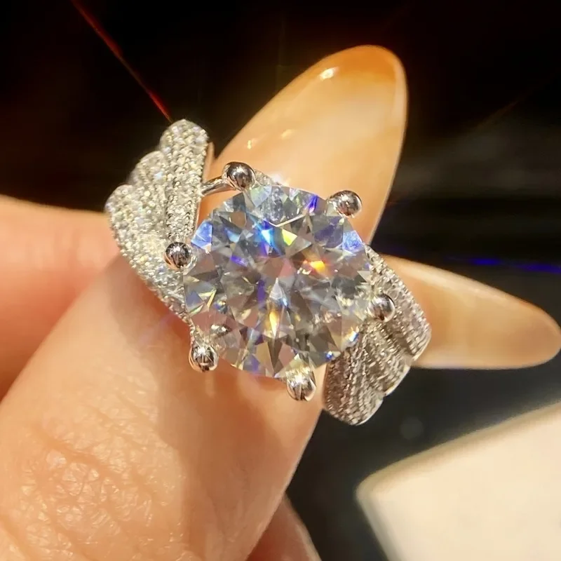 

Moissanite Luxury Promise Ring, 925 Sterling Silver, Engagement and Wedding Decor, Symbol of Nobility, Perfect Gift