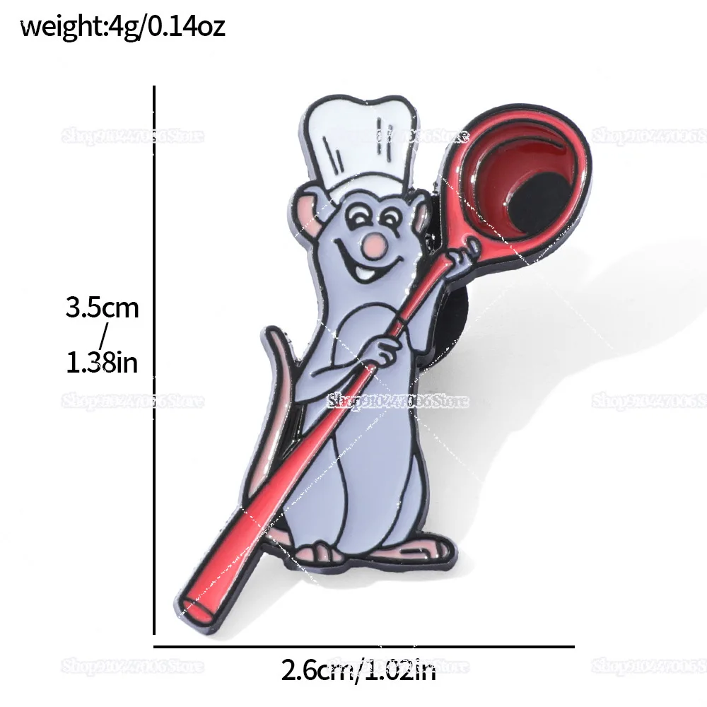 Linda insignia de Metal de ratón de Disney, broche de Animal de Ratatouille REMY, Pin, solapa de cocina, broche de aceite de goteo de aleación, accesorios de ropa, regalo