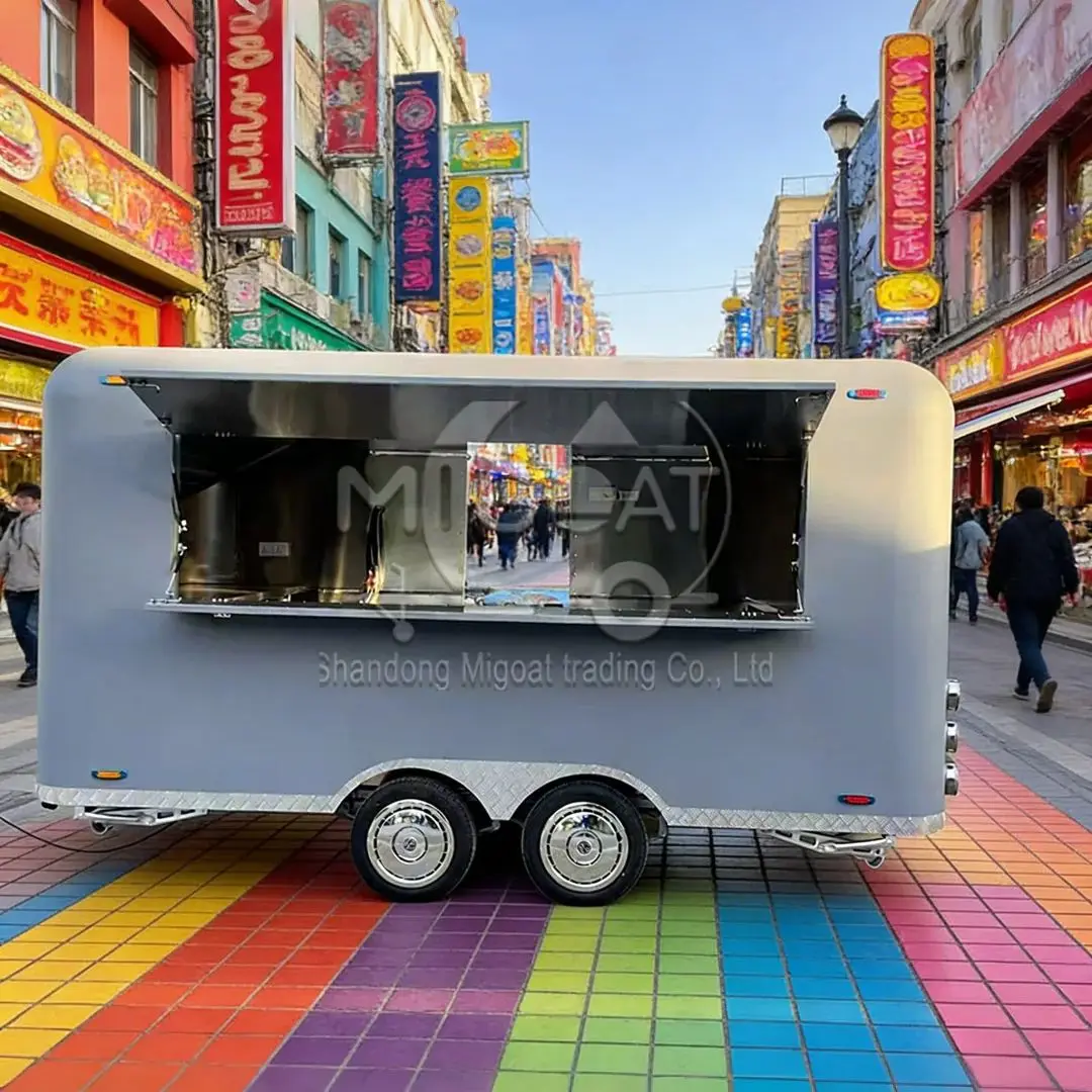 Custom Gray Mobile Food Trailer Multifunctional Outdoor Kitchen Cart Catering Vending Truck for Business Use