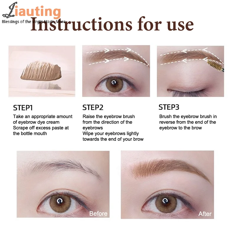 3 Kolory Długotrwały Kremowy Tusz do Brwi Wodoodporny Koloryzujący Szybkoschnący Żel do Brwi ze Szczoteczką Makijaż do Oczu