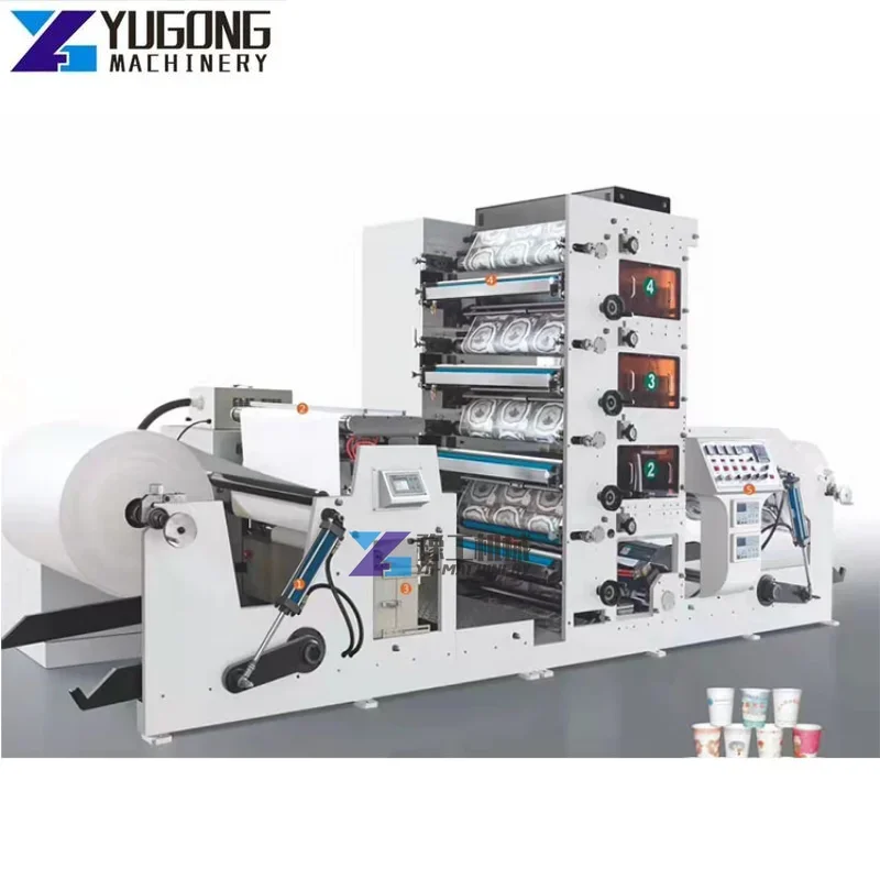 Small Roll To Roll Digital Label 2-6 Colour Flexo Printing Machine High Quality Coffee Fan Paper Cup Flexo Printing Machine