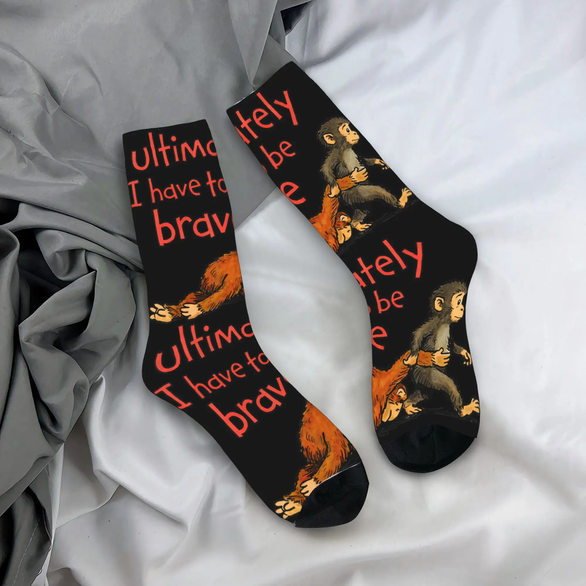 

Punch I Have To Be Brave Funny Monkey Socks Casual Stockings Women Men Warm Soft Running Socks Autumn Custom Anti Skid Socks