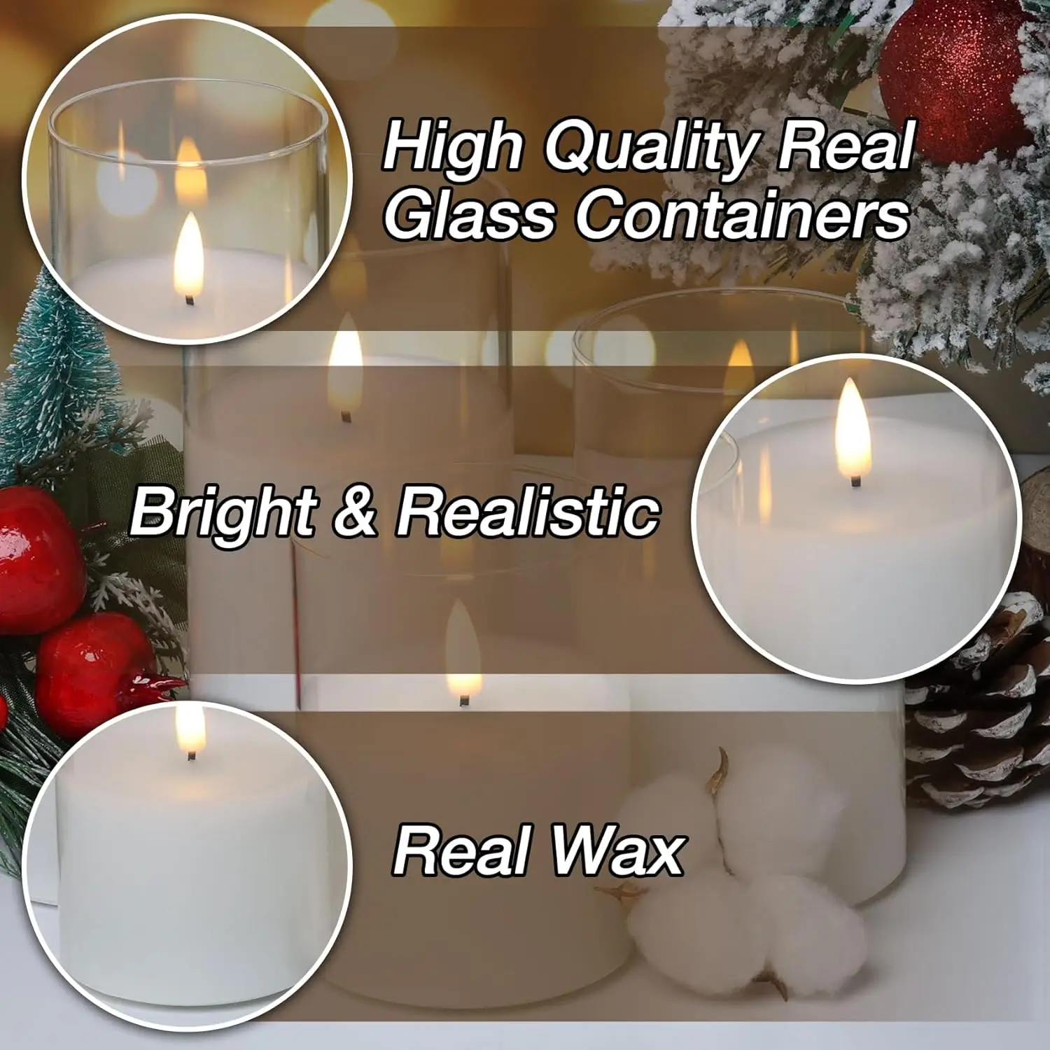 Led Electronic Flameless Candles Light Remote Timer Flickering Lamp Clear Acrylic Glass Battery Powered Wedding Party Christmas