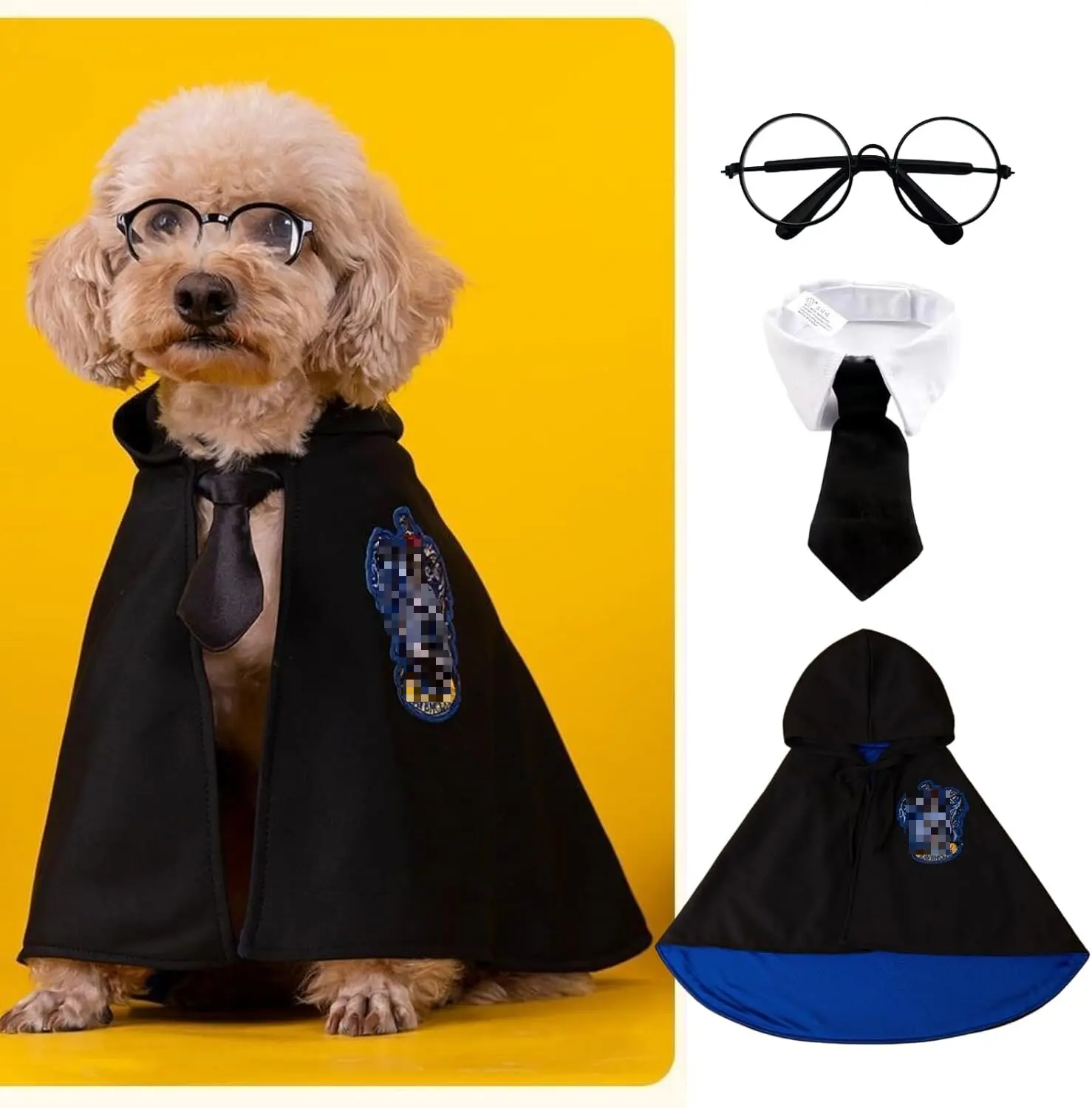 Dog Costume Pet Cat Cosplay Cloak College Pet Clothes Small Magic Cloak Spring and Autumn Clothes Glasses Necktie Dog Pet Shawl