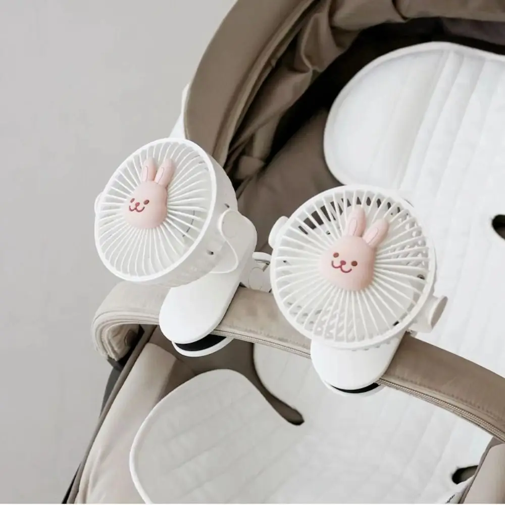 

Gift Cartoon Baby's Cart Fan Cute Bear Rabbit Portable Baby Stroller Fan 3 Fan-blades USB Rechargeable Private Desk Fan Home Use