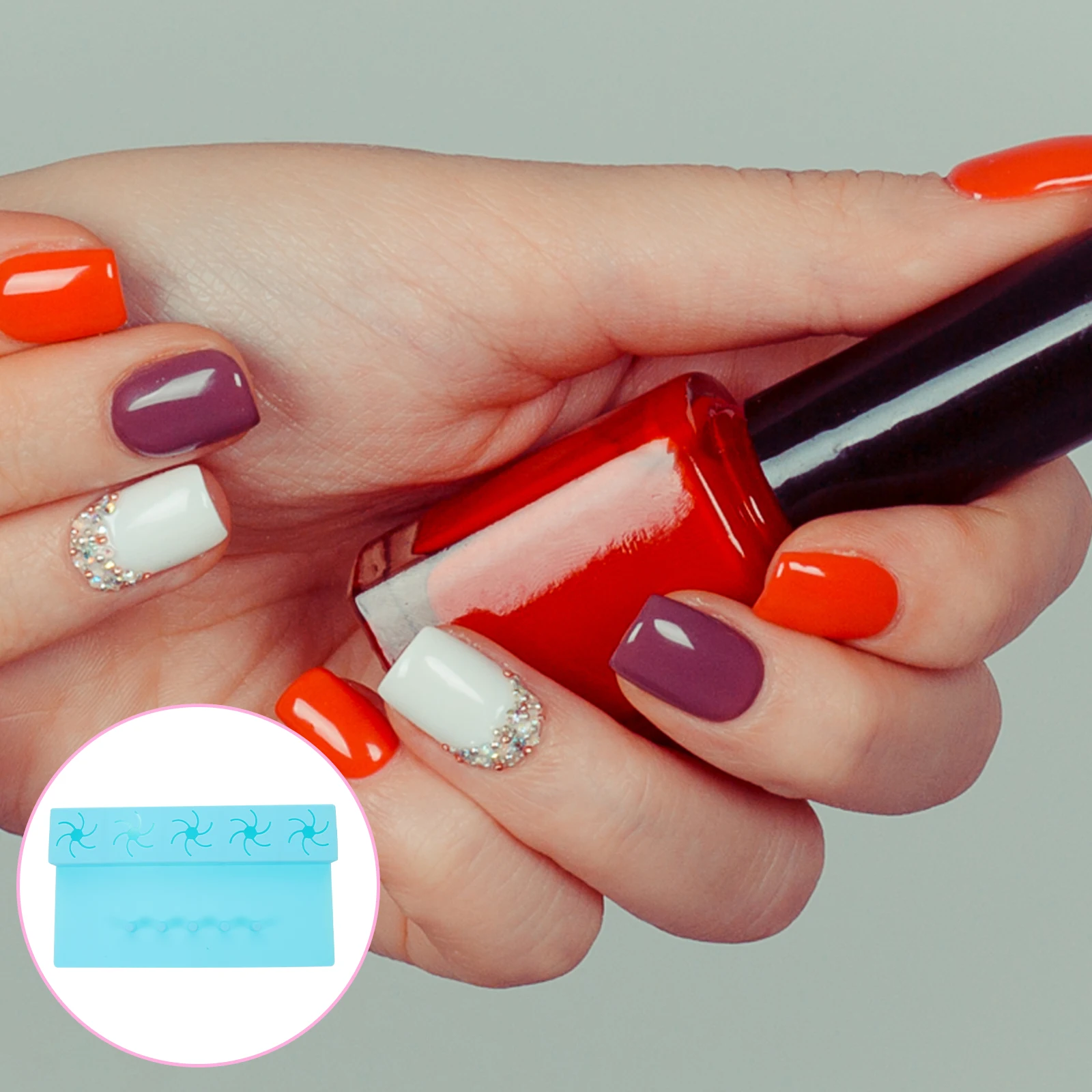 

Silicone Nail Polish Holder Black Compact Lightweight 5 Bottles Manicure Home Salon Smooth No Scratch Washable Storage St