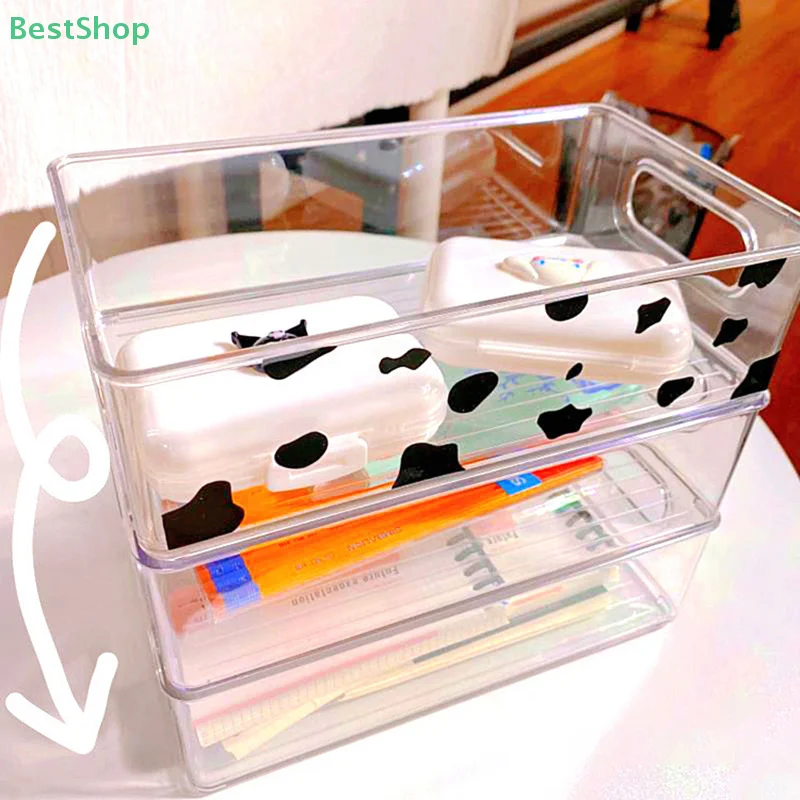 

1 шт., пластиковая прозрачная коробка для холодильника, коробка для хранения косметики, кухонная акриловая настольная коробка для хранения