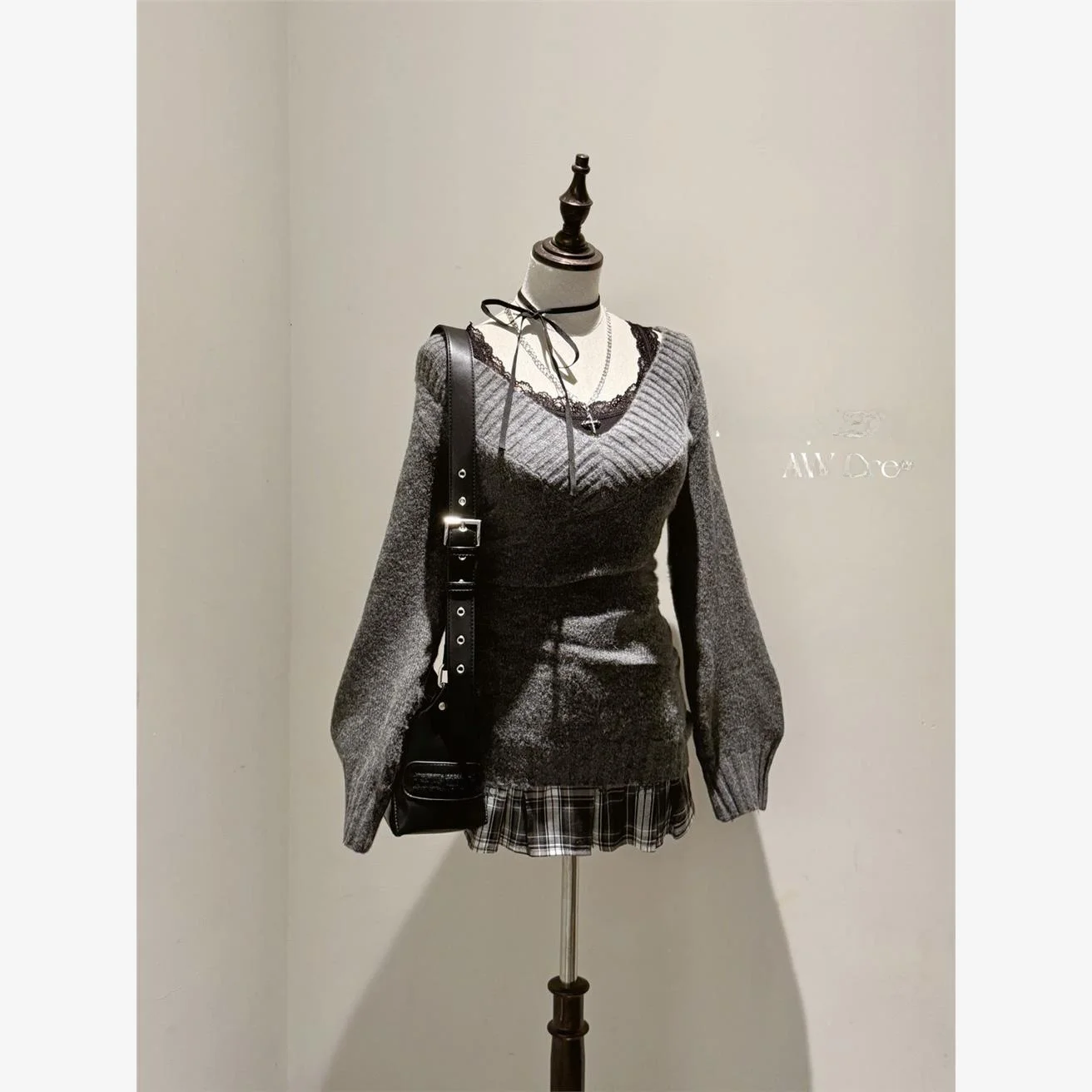 

Y2K Subculture Vintage Sle Autumn Winter Sweater Series V-Ne Sexy Slim Fit Retro Sensual Hot Girl Slimming Set T-irt