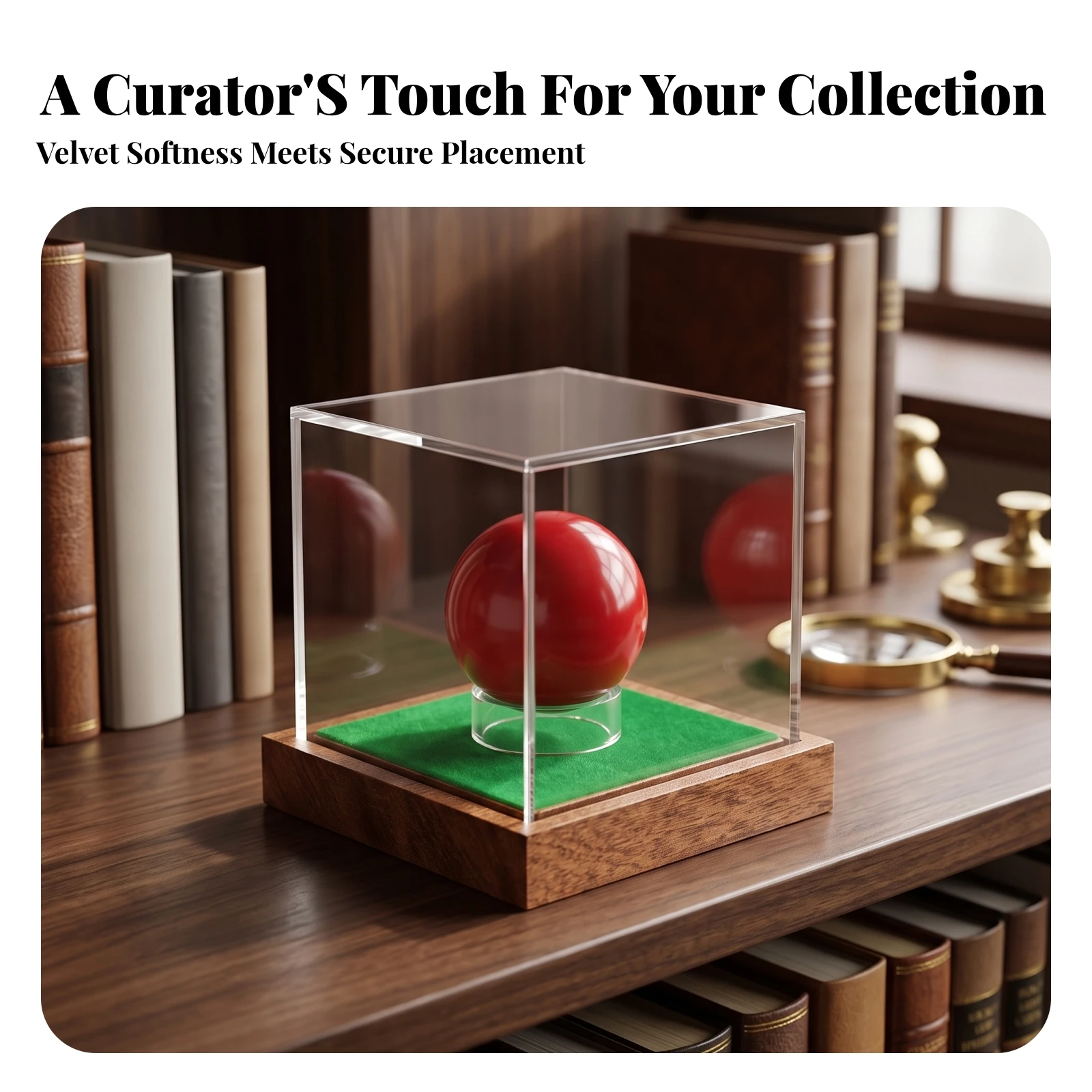 Billiard Ball Display Box with Wooden Base Premium Ball Display Case with Wooden Base Transparent Dustproof for Collectors