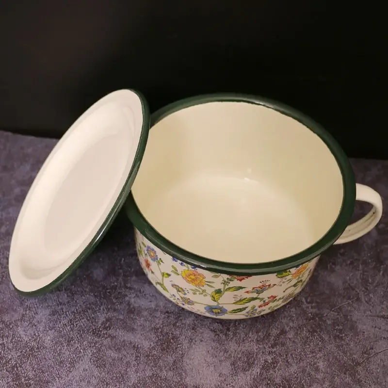Fragrant Enamel Lunch Bowl with 1.2L High Value Fragrant Enamel Fast-Food Cup with Lid Noodle Bowl Lunch Box for Dorms Canteen