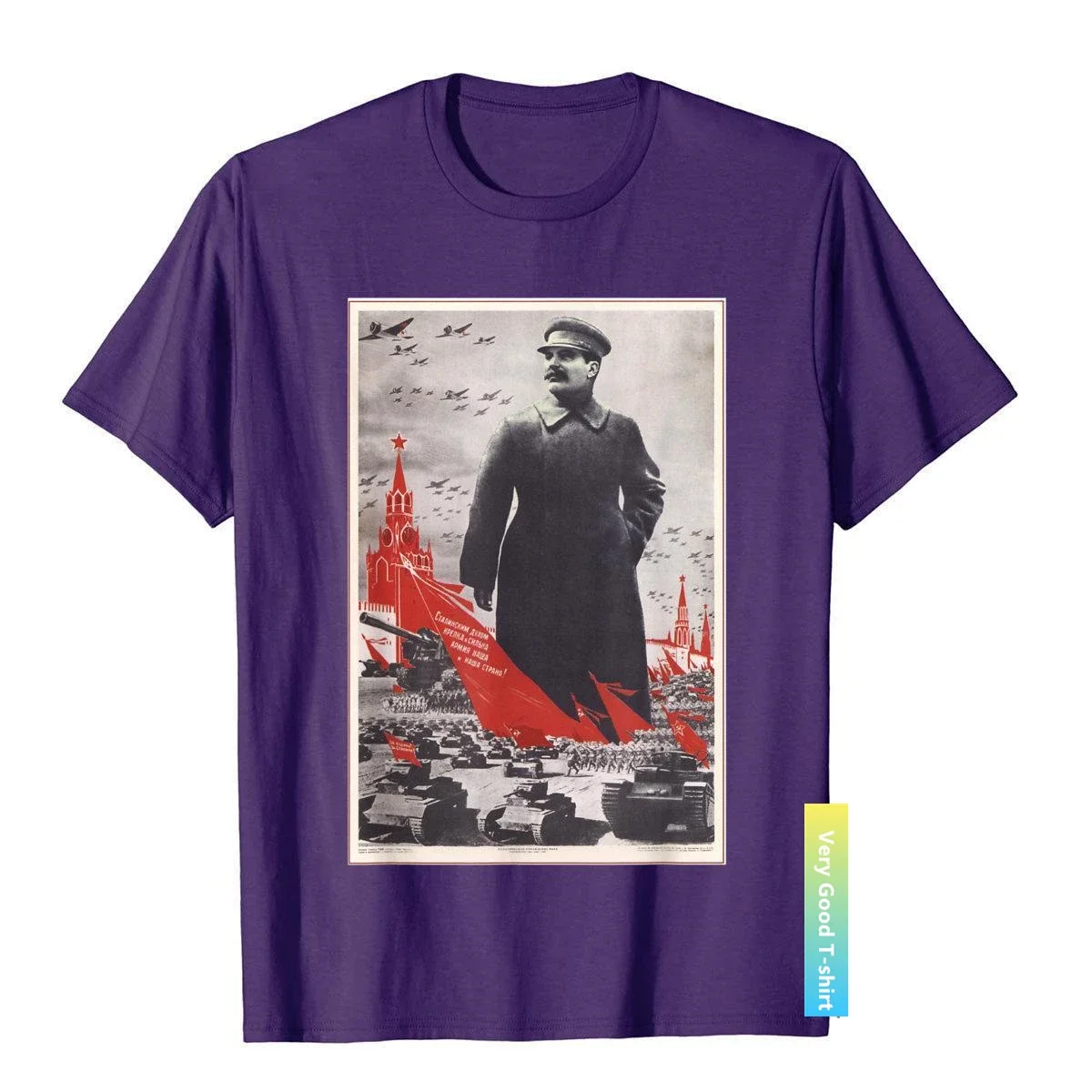 Joseph Stalin Vintage USSR Retro Soviet Poster Tee Funny Customized T Shirts Cotton Boy Tees Simple Style