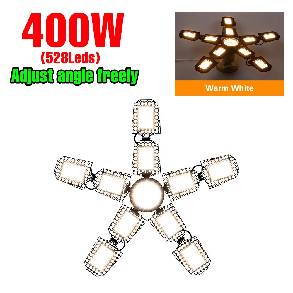 400W LED Garage Gloeilamp E27/E26 Lamp AC 220V Opvouwbare Spots 110V Industriële Verlichting voor Thuis Magazijn Workshop Kelder