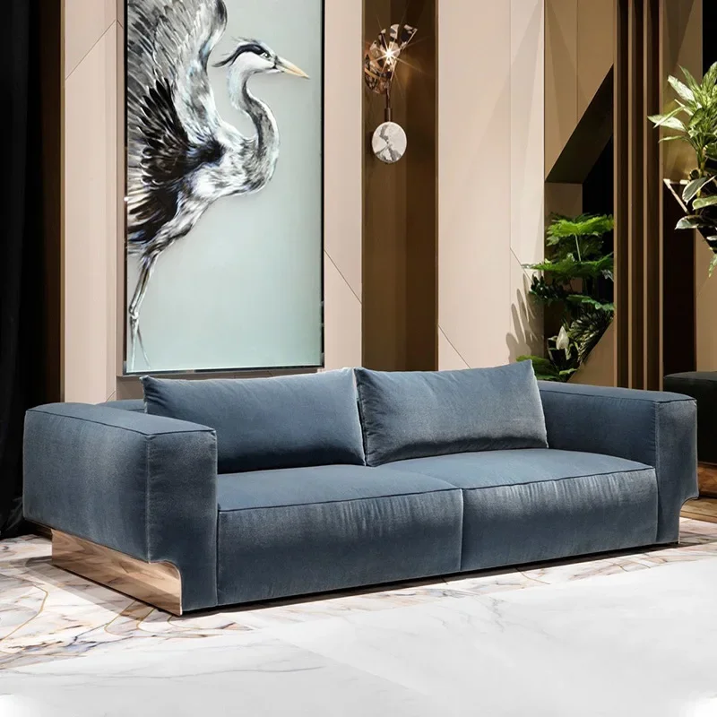 Light luxury living room sofa full matte leather three or four-person sofa combination modern fabric sofa
